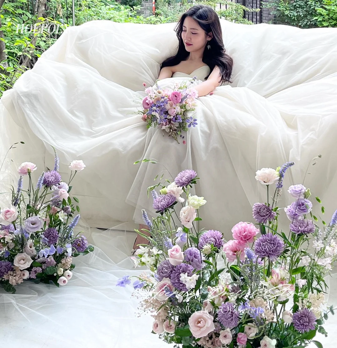 

Hoepoly Ivory Sweet Beauty Bride Wedding Party Dress Sleeveless Korea 드레스 Photography Corset Elegant Wedding Dresses for Women