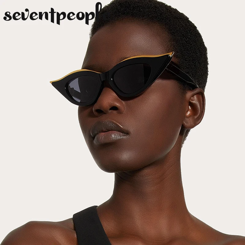 

Sexy Cat Eye Sunglasses Women 2023 Luxury Brand Designer Vintage Cateye Sun Glasses for Female New Fashion Small Frame Sunglass