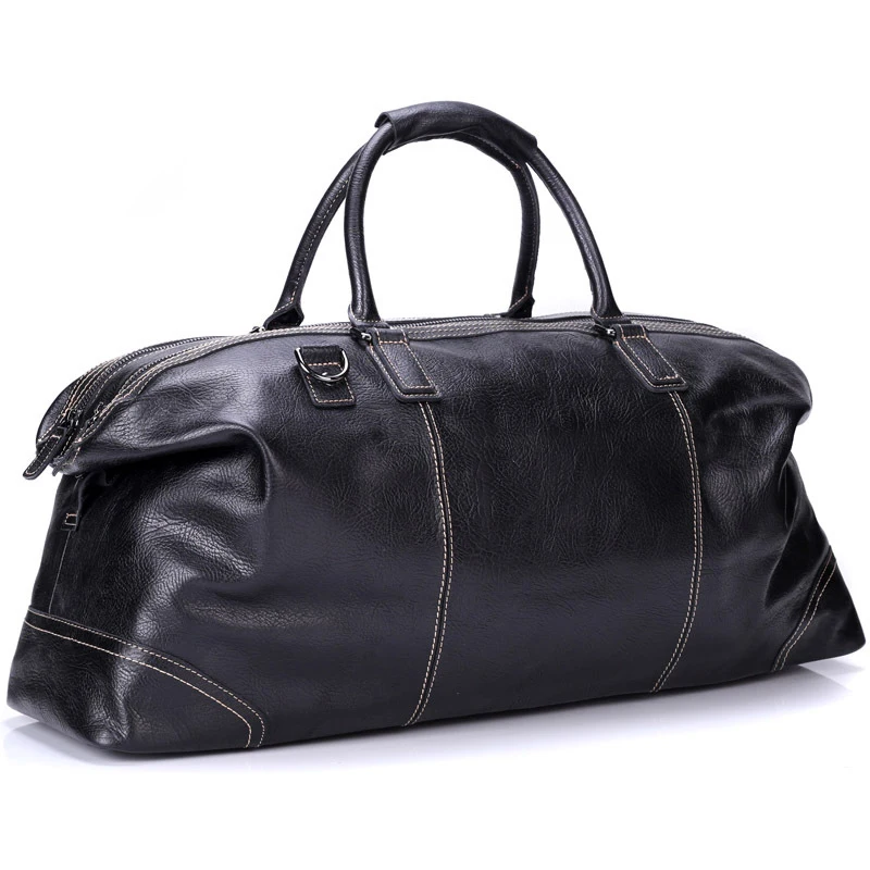 

Дорожные Сумки из натуральной кожи для мужчин, Модный брендовый чемодан для выходных, вместительные спортивные сумки черного цвета