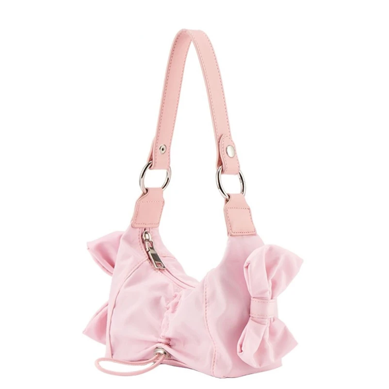 New Pleated Bow Clutch Bags for Women Minitmute Luxury Designer Handbags Purses Sweet Kawaii Pearl Summer Shoulder Bags