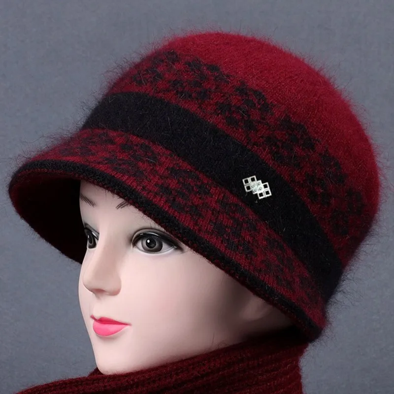 

Grandma's Autumn And Winter Hat Women's Warm Woolen Hat Mother Plus Velvet Thick Old Lady Knitted Cotton Hat