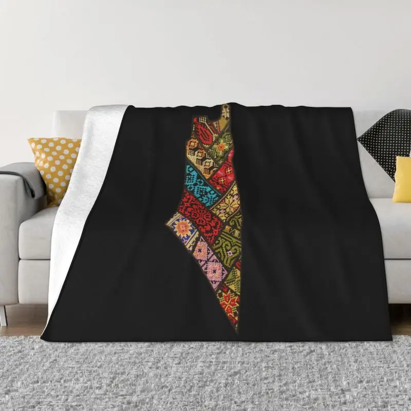 

Palestinian Kufiya Blankets Breathable Flannel Summer Tatreez Embroidery Throw Blanket for Couch Home Bed Handalah Palestine
