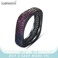 luoteemi man rings high quality for teens full cz paved hip hop punk mens ring gothic multiple black square cool boy accessory