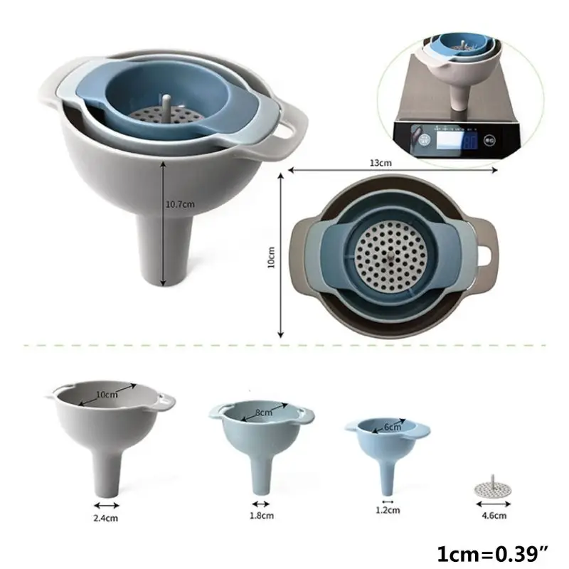 

3 шт. 4 в 1 Многофункциональный кухонный фильтр масляный горшок набор воронок с безопасной ручкой T21C