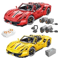 new high tech rc super sport car 488 model building blocks yellow pista italian super car bricks toys kids gifts