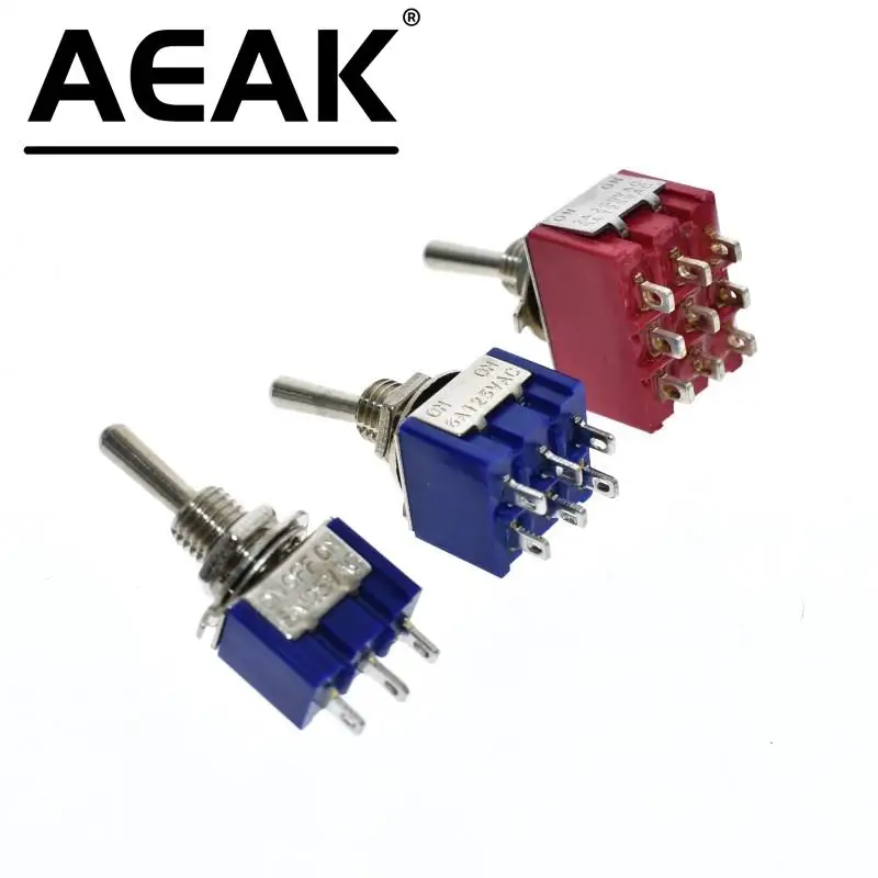 ON-OFF-ON 3 6 9 Pin 3 6 9 Position Mini Latching Toggle Switch 6A 3A MTS-103 MTS-203 MTS-303 AEAK