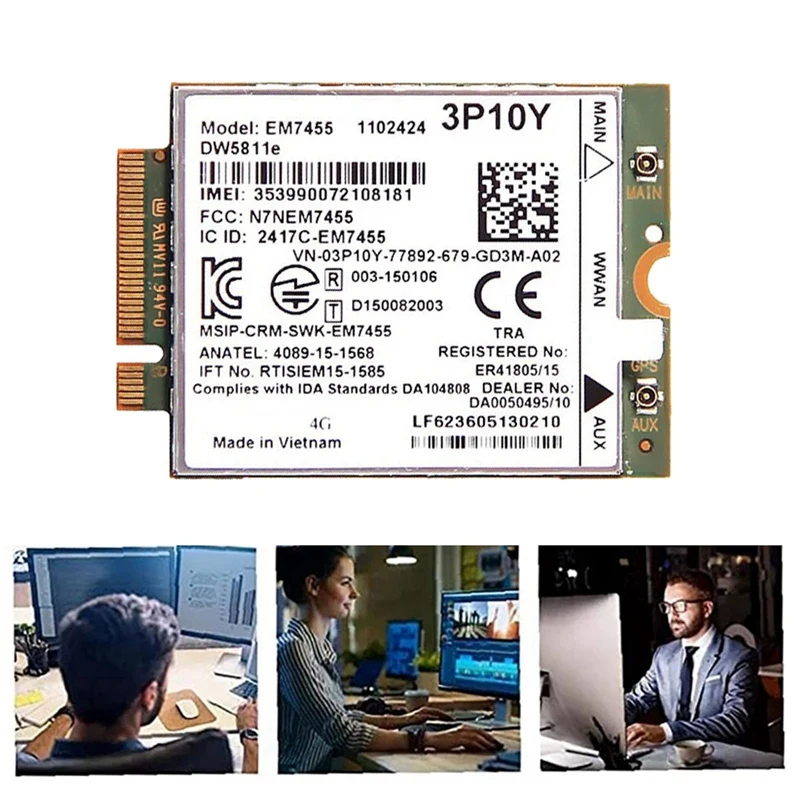 EM7455 DW5811E 4G модуль 3P10Y CAT6 для DELL E7270 E7470 E7370 E5570 E5470 запасные части аксессуары