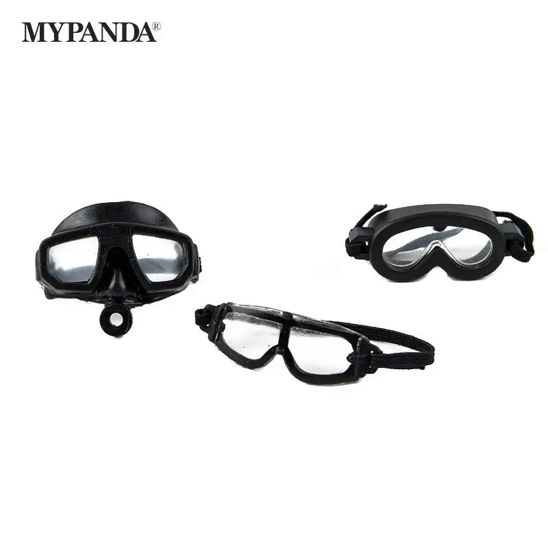 

1/6 стильные миниатюрные пластиковые очки для плавания для кукол, очки для плавания с черной оправой