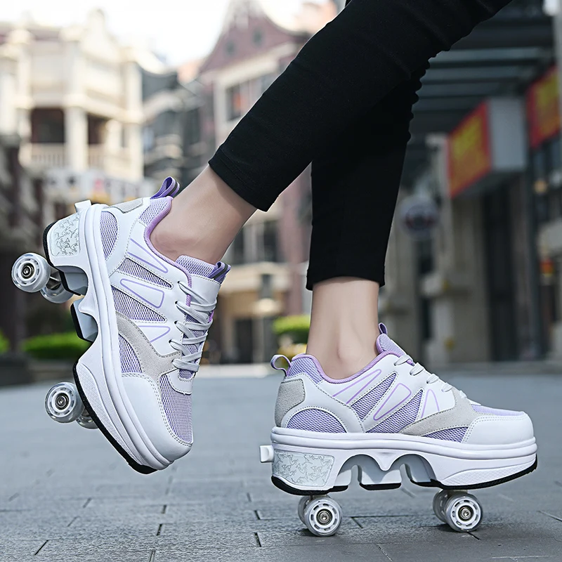 

Roller Skates Shoes Children Girls Kids Women Female 4 Wheels Sneakers Sports Fashion Game Casual Boots