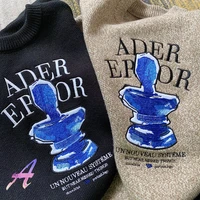 adererror sweaters women fashion culpture trophy applique ader knitted sweater mens clothing