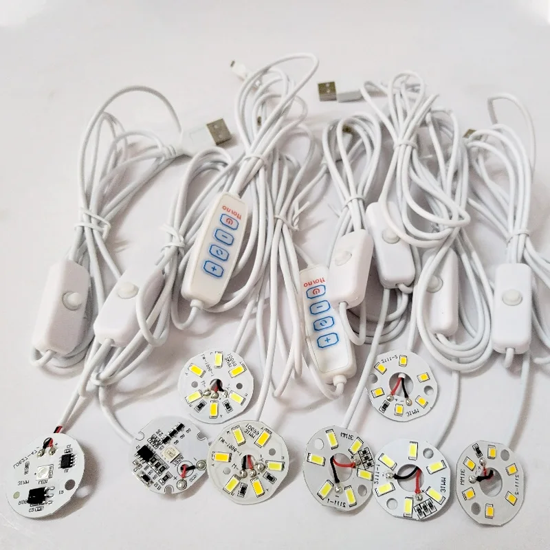 Фото 10 шт., 5 В постоянного тока, 3 Вт, USB светодиодные фонари, разъем, чип, одноцветный, ночник для чтения, настольная книга, лампа для планшета, переключатель, кабель питания с регулируемой яркостью №1