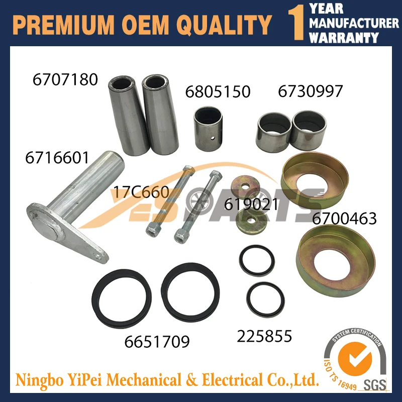 

For Bobcat Bobtach Pin and Bush Kit 1.5 Inch Skid Steer Loader Pivot S130 751 753 763 6707180,6700463,6730997,6716601