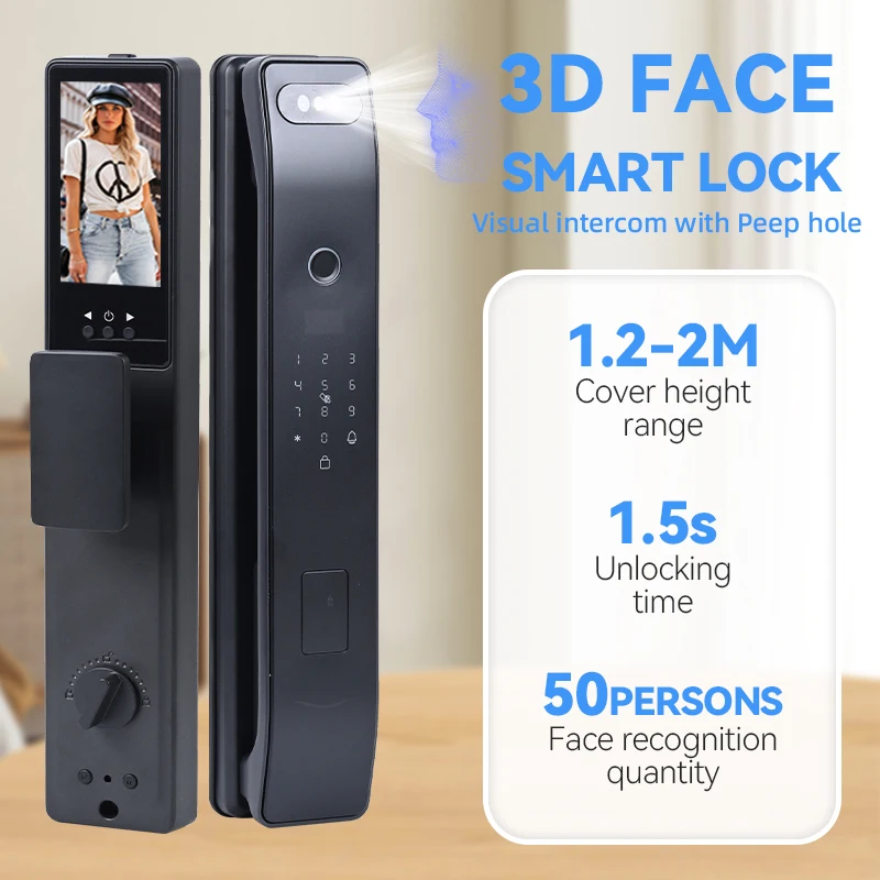 Фото Лидер продаж, электронный цифровой Tuya Ttlock Cerraduras Inteligentes Con Wi-Fi, отпечаток пальца, без ключа, открытый 3D умный замок для лица №5