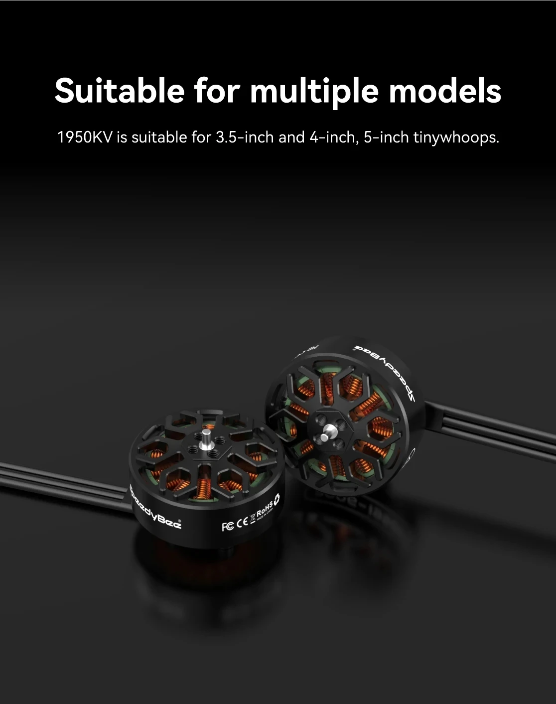 Бесщеточный двигатель SpeedyBee 2006 1950KV для RC FPV Bee35 Drone 3 5/4 дюйма/5 дюймов Tinywhoop Freestyle Racing