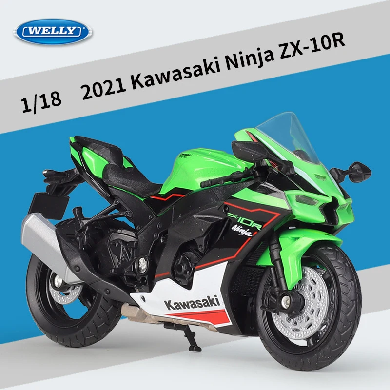 

WELLY 1:18 Kawasaki Ninja ZX10R Alloy Die Cast Motorcycle Model Toy Vehicle Collection Autobike Off Road Autocycle Toys Cool Car