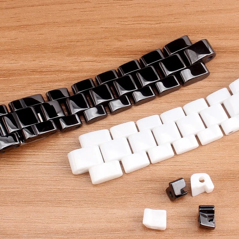 Convex Watchband Ceramic Black White Watch For J12 Bracelet Bands 16mm 19mm Strap Special Solid Links Folding Buckle