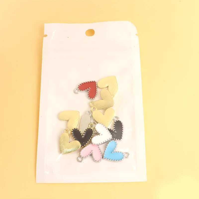 Эмалевые подвески в форме сердца 15 шт