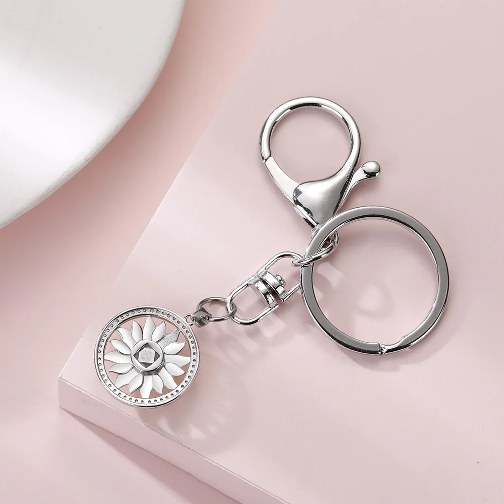 HIBODY Picture Customized Two-color Flower Stainless Steel Projection Keychain Personalized Color Photo Mother's Day Gift