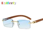 Мужские прямоугольные солнцезащитные очки без оправы Ralferty с синими цветными градиентными линзами без оправы 2021 uv400 маленькие квадратные мужские солнцезащитные очки