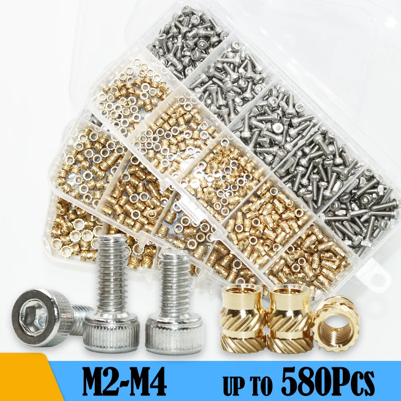 Резьбовая Тепловая вставка Латунная гайка и головка с шестигранной головкой