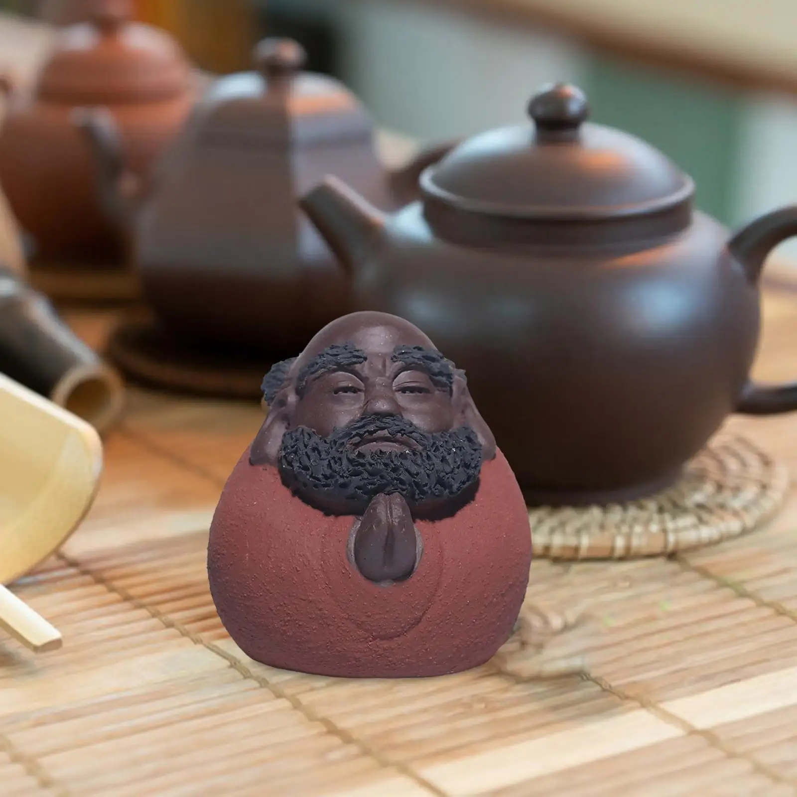 Purple Sand Mini Bodhidharma Tea Pet Miniature Lovely for House Warming Gift