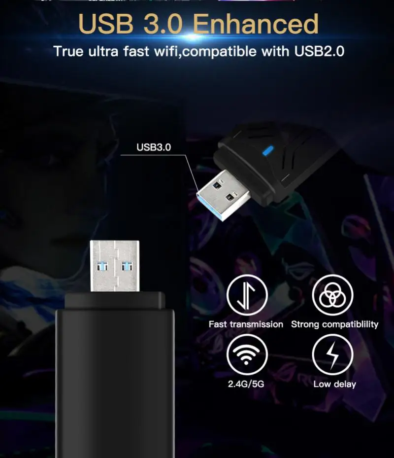 1800 Мбит/с Wi-Fi 6 USB адаптер 802.11AX 2 4G/5 ГГц 3.0 Беспроводной донгл сетевая карта