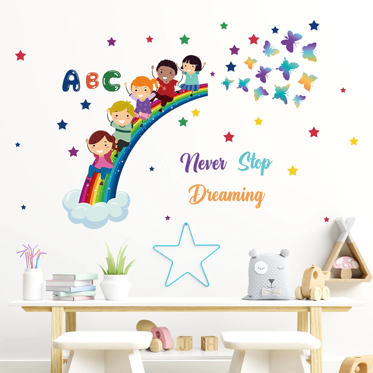 1 шт. красочные звезды радуги игры детские наклейки на стену с узором для детской