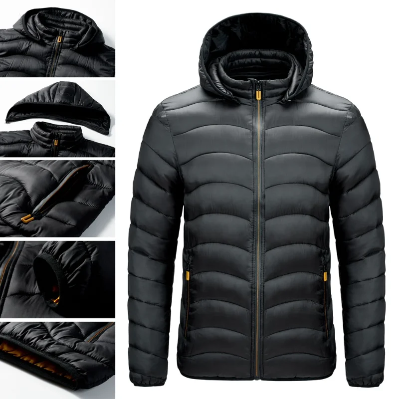 Men's Cotton Jacket Down Cotton Jacket Fashion Trend Hooded Cotton Jacket for Men In Europe and America