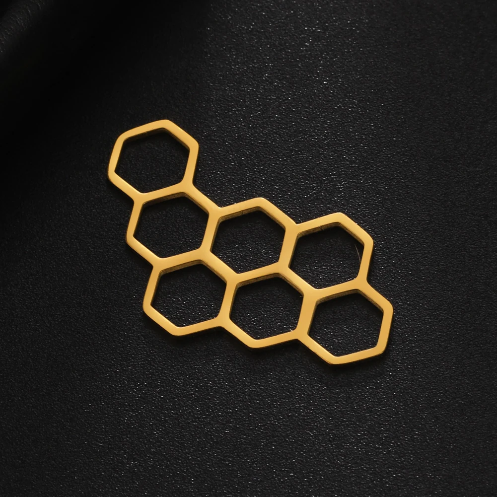 5pcs/Lot Wholesale Honeycomb Pendants Accessories 34.8x20.2mm Stainless Steel Charms For Jewelry Making Diy Necklace Gifts