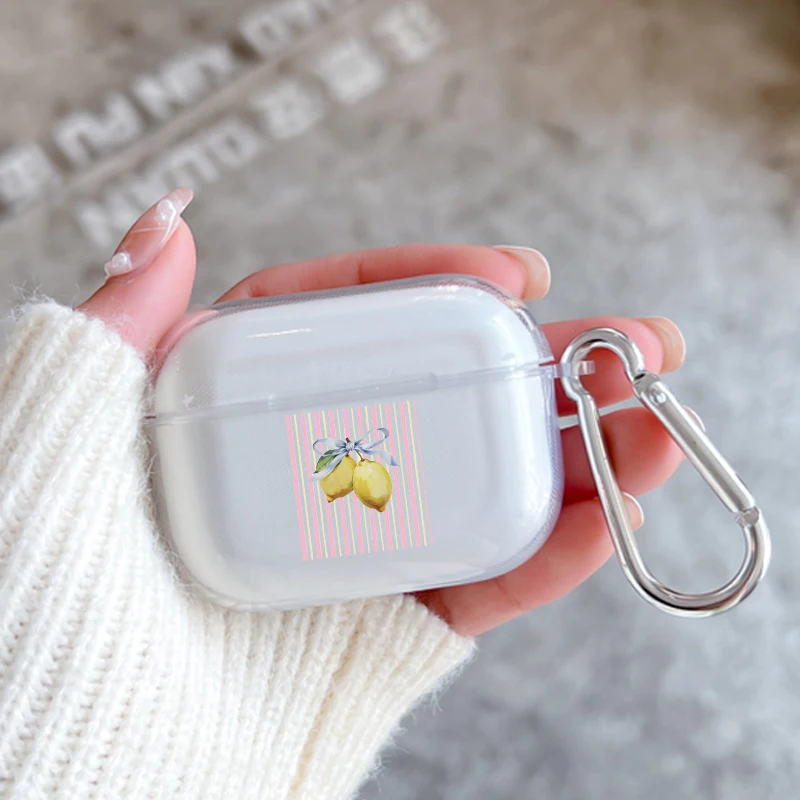 Силиконовый чехол Starfish Lemon для Apple Airpods 1 или 2, противоударный чехол для AirPods Pro 2, 3, 4, прозрачный защитный чехол для наушников Capa (art.: 3920da610ec91) - 3920da610ec91