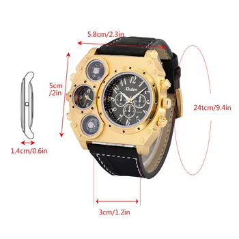 Mens Watches Top Brand Luxury Gift for Boyfriend Oulm Watch Men Leather Band Big Quratz Wristwatch Compass Relogio Masculino Other Image