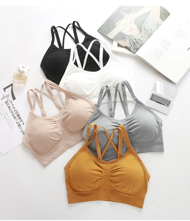 

Fashion Beauty Back Sexy Soft Bra Women For Women Sport Style Bralette Adults Students Girl Solid Color Female's Cross Bra