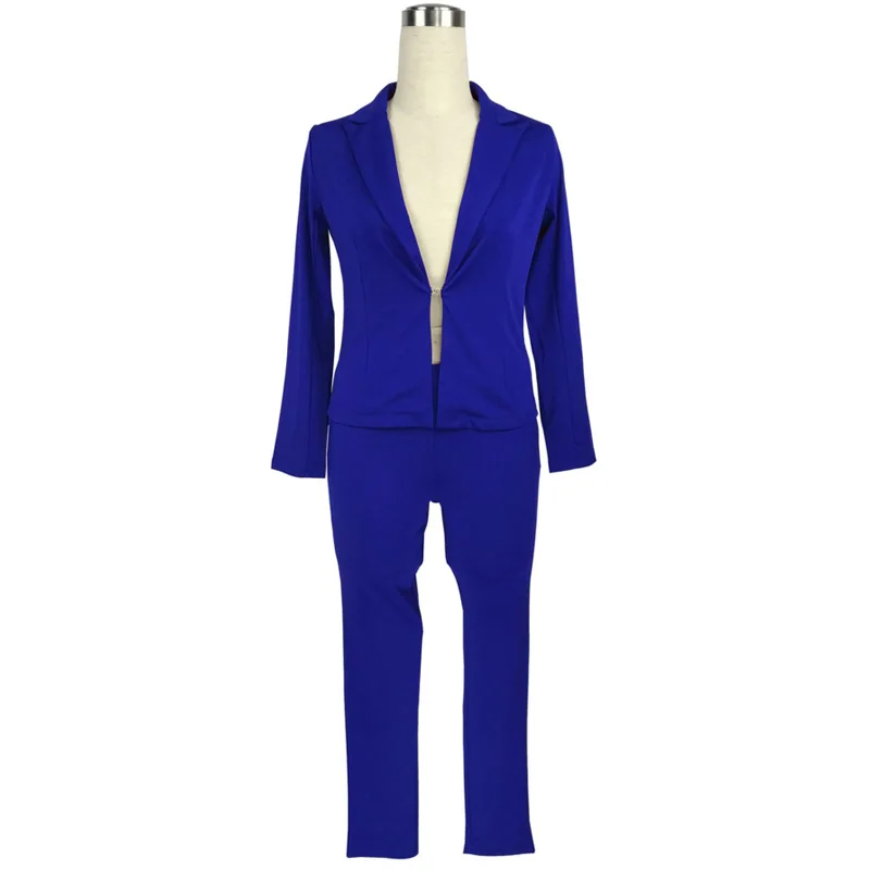Women White Single Button Blazer Elegant Two Piece Blazer Set Elastic Long Pants 2021 New Spring Autumn Office Lady Pant Suits