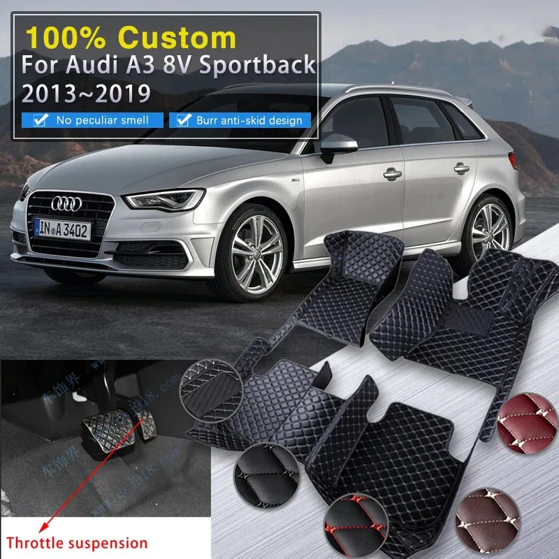 

Car Floor Mats For Audi A3 8V Sportback 2013~2019 Waterproof Rug Anti Dirt Pad Luxury Leather Mat Full Set Car Accessories 2014
