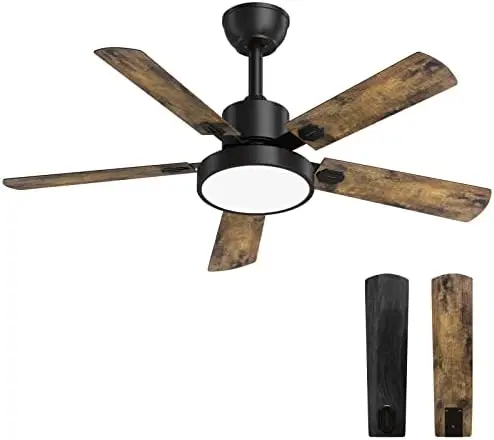 

Fan with Light, Indoor and Outdoor Fans Lights Remote, 52" Modern Reversible DC Motor-Matte Black,Patios/Farmhouse Ventilador po