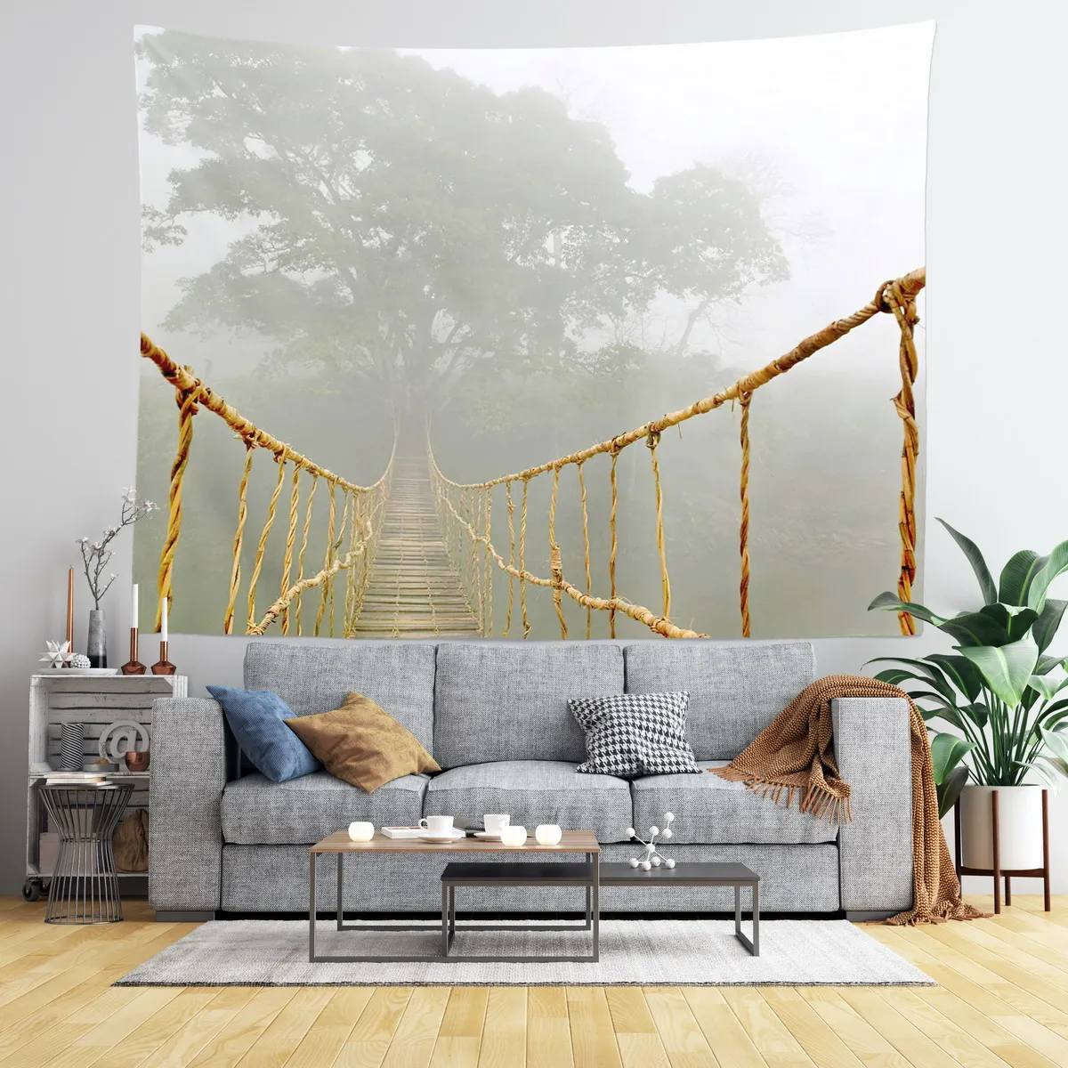 

Forest Suspension Bridge Rainforest Adventure Tapestry Bohemian Ornaments For Room Tapestries Bedroom Decoration Mural Tapestrie