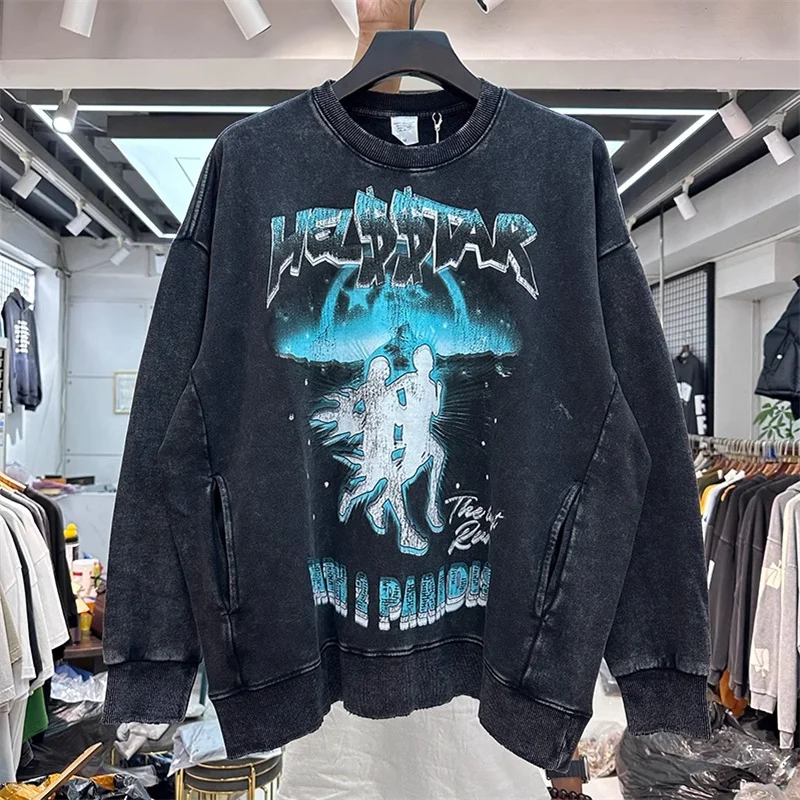 

Толстовка с принтом Hellstar для мужчин и женщин, Свитшот в стиле ретро, толстовка сверхпрочная, Свободный пуловер в стиле хип-хоп, 2023fw