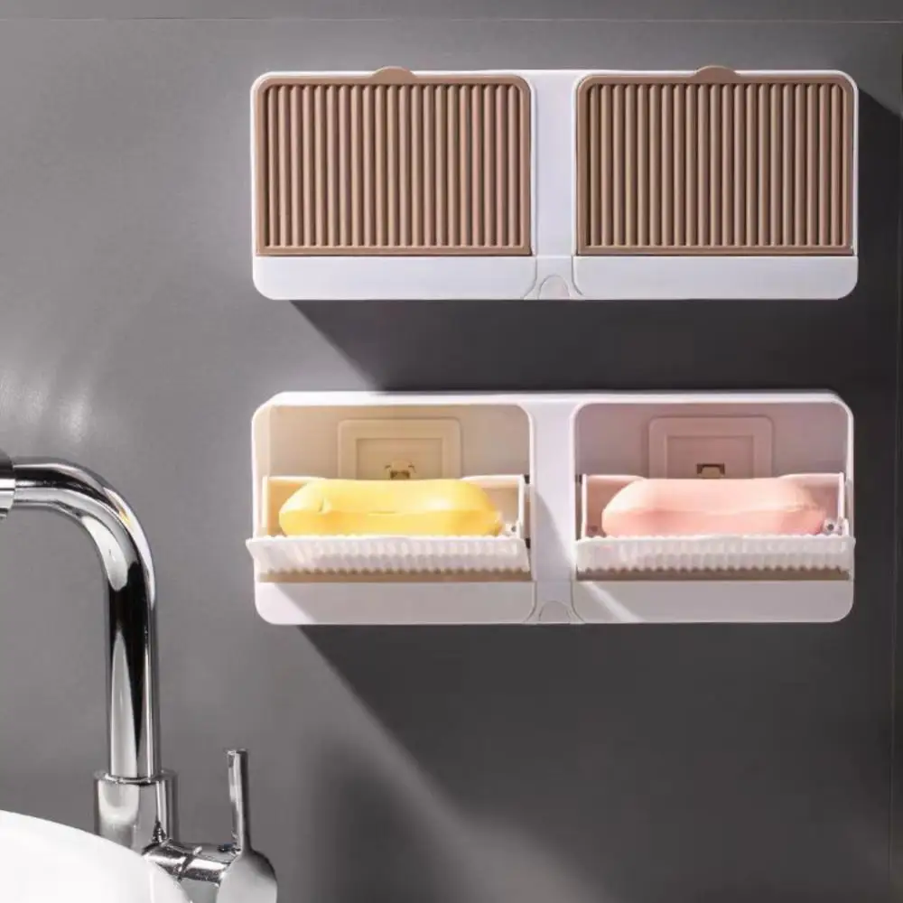 

Soap Box Hollow Type Creative Sponge Dish Double Grids Bathroom Soap Dish Bathroom Accessories 2023 Soap Draining Rack With Lid