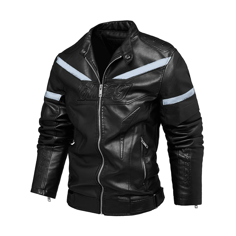 Модная брендовая мужская осенне-зимняя верхняя одежда из натуральной кожи на