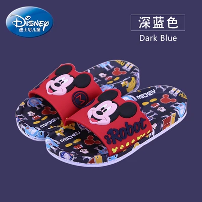 Disney-zapatillas de baño antideslizantes de verano, sandalias con dibujos animados de Mickey Mouse, con palabras divertidas