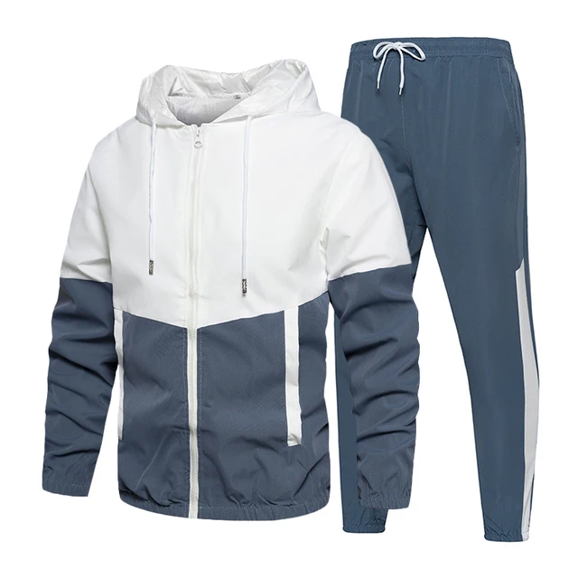 Brand Men Tracksuit Casual Set Autumn Male Joggers Hooded Sportswear Jackets+Pants 2 Piece Sets Hip Hop Running Sports Suit 1