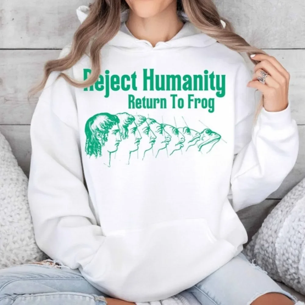 Reject Humanity Return To Frog - Толстовка унисекс с забавным рисунком лягушки Волшебная
