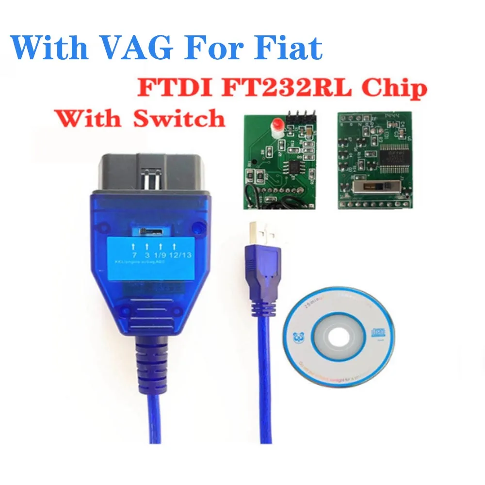 Сканер для автомобильного двигателя с чипом FT232RL ECU VAG 409 и Fiat KKL интерфейс USB