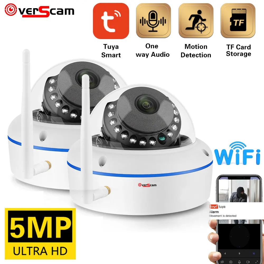 

Tuya Smart home IP66 WiFi Security Camera CCTV monitoring 5MP Camera Supports home wireless ULTRA HD 5MP Camera Overscam