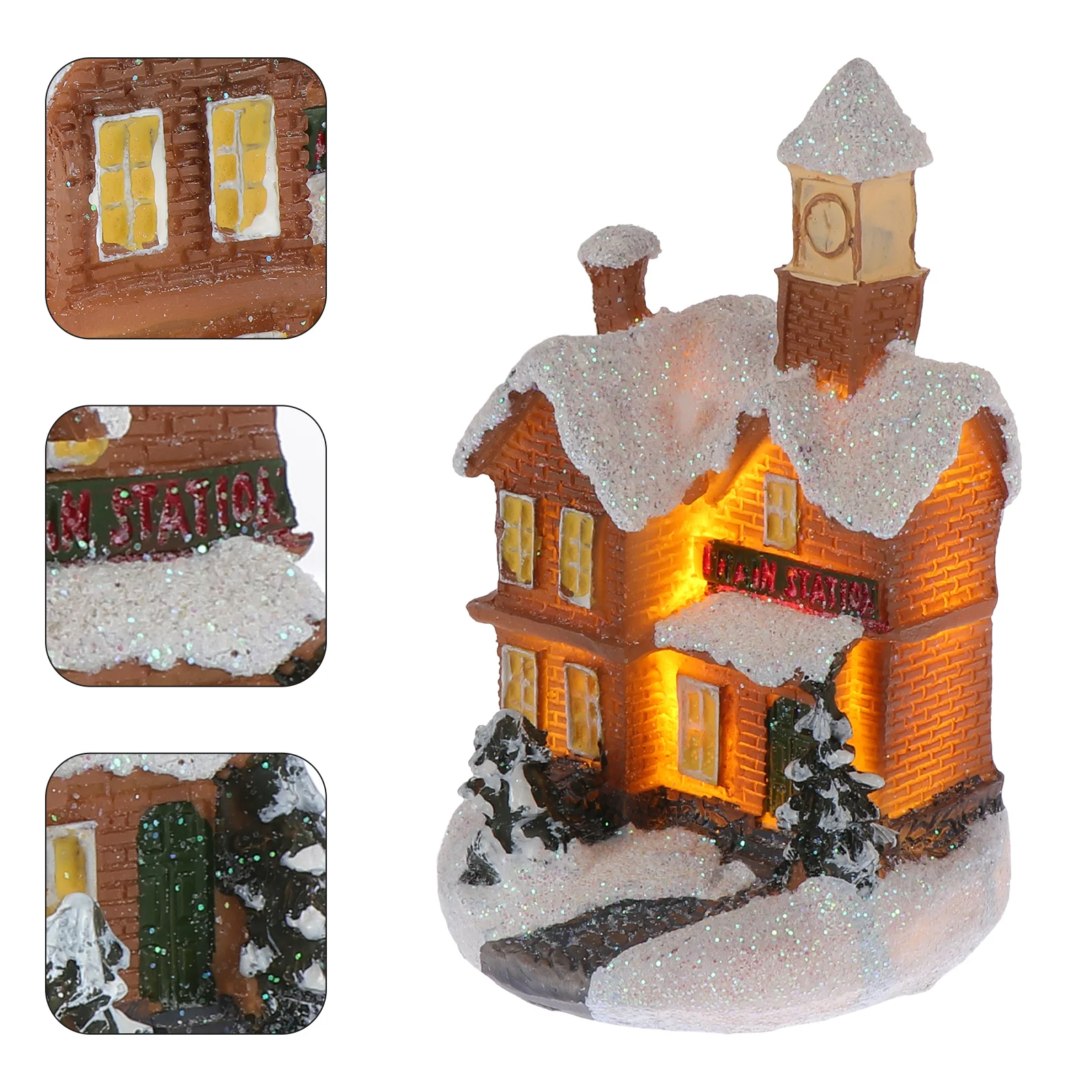 

Christmas Luminous Village Decor Xmas Night Light Ornament Micro Landscape Decor Resin Luminous Snowy House New year's