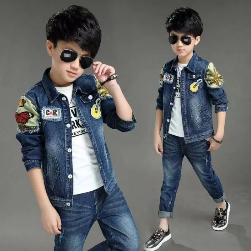

Boys Coat +Pants Kids Sets Cotton 2PCS/Set 2023 Sweet Jean Spring Autumn Jogging Suit Uniforms Children Clothing