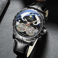 double flywheel tourbillon mechanical watch men luxury moon phase hollowed automatic mens watches man waterproof montre homme