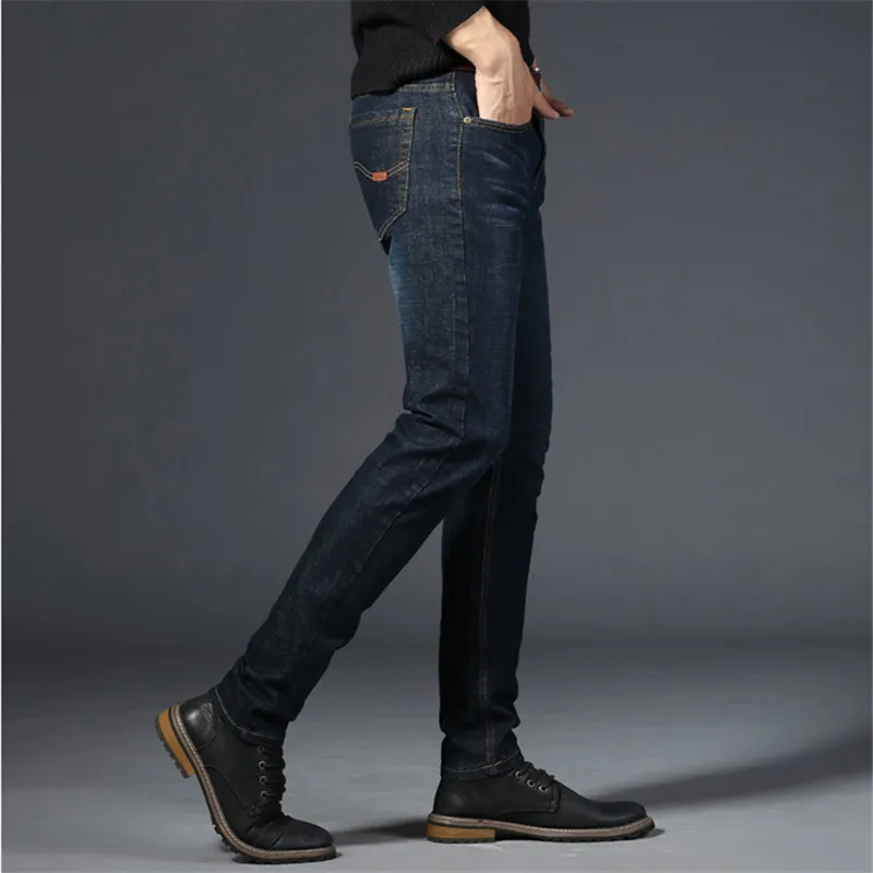 Black Distressed Jeans Blue Men's Fashion Jeans Business Casual Stretch Slim Jeans Trousers Denim Pants Male Urban Clothes 28-40