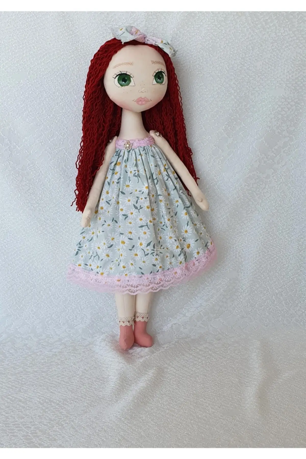 

Handmade natural cloth baby (red fringed) 38 Cm toy mother & child