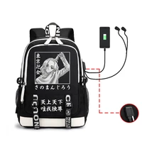 tokyo revengers backpack mikey cosplay anime bags usb charging headphone travel laptop canvas travelbag schoolbag daypack 2022